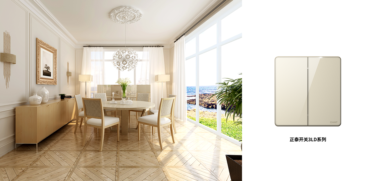 正泰开关NEW3LD系列玻璃大板开关3